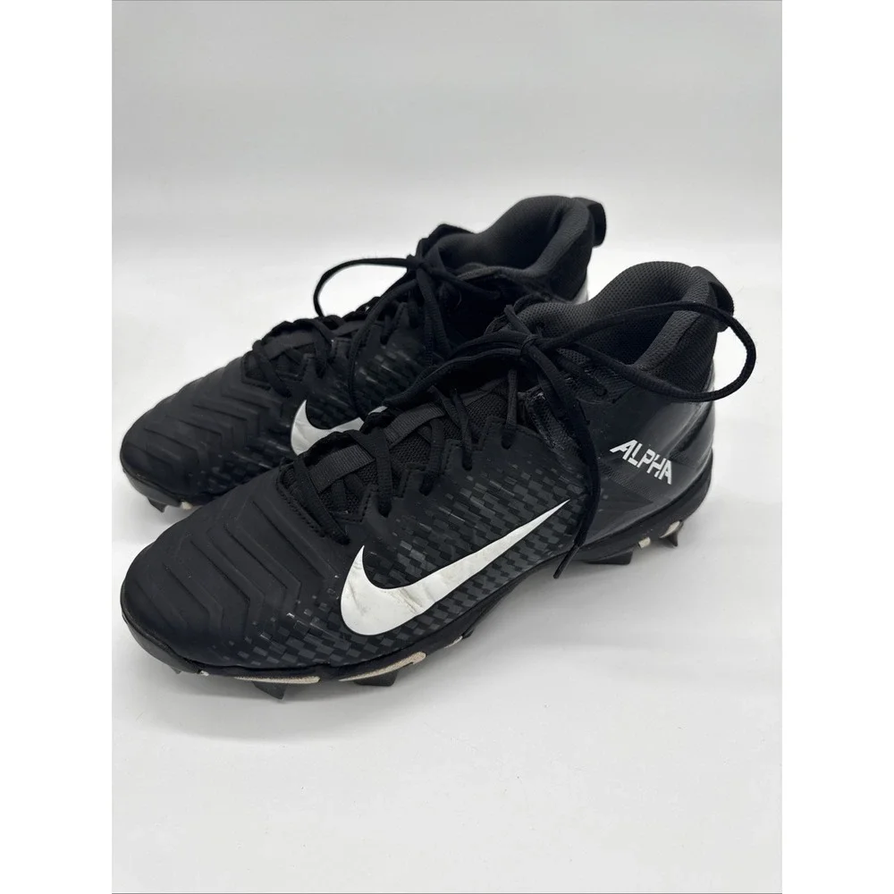 Nike Alpha FastFlex Football Cleats Youth Size 11 Black White Molded Studs